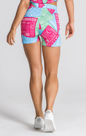 Multicolor IDGAF Print Shorts
