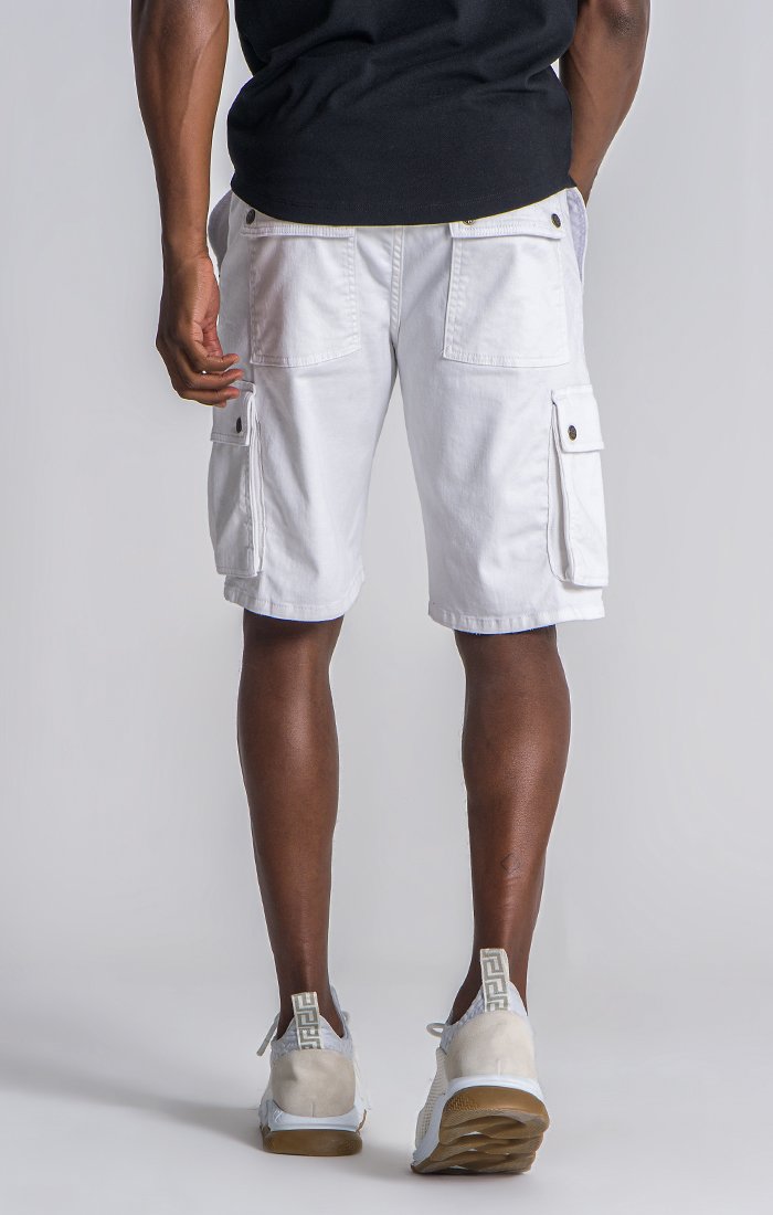 White Ripped Cargo Shorts