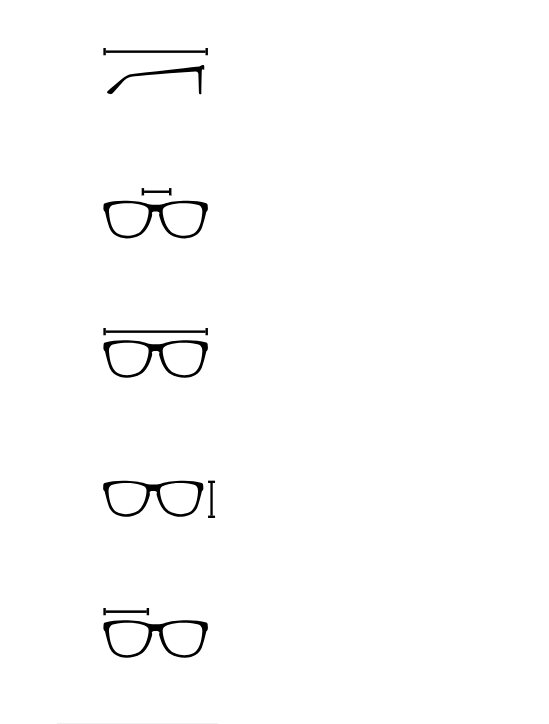 Diagrama con las medidas de las gafas